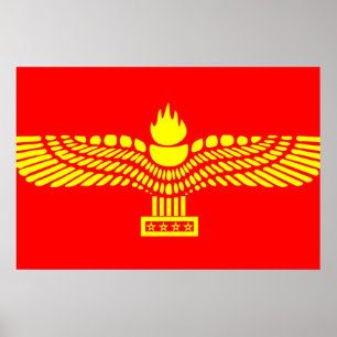 Póster Gente aramea de Syriac, bandera de Siria