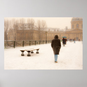 Póster Gente Caminando En El Poster De La Nieve