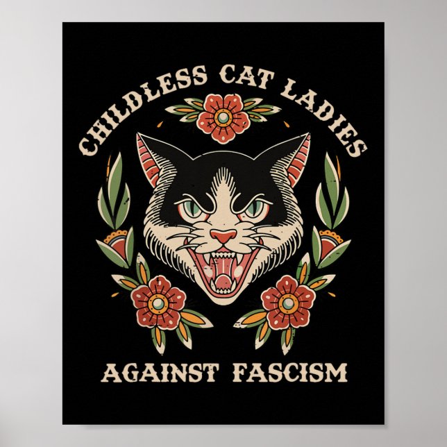 Póster Gente contra el fascismo Feminista Gato 2024 (Frente)