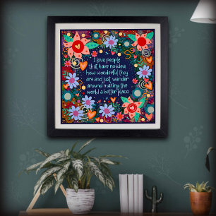 Póster Gente de amor cita Bonito floral inspiradora