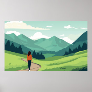 Póster Gente disfrutando del paisaje