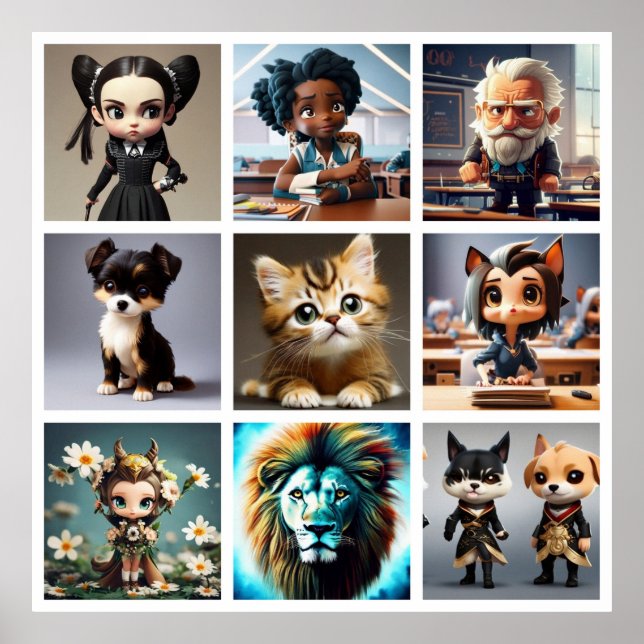 Póster Gente linda perro gato león gran regalo (Frente)