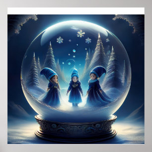 Póster Gente Pequeña En Un Globo De Nieve