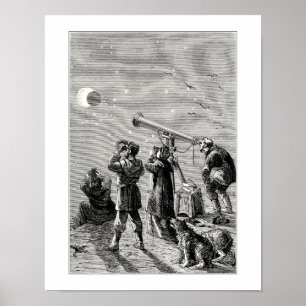 Póster Gente viendo un eclipse solar
