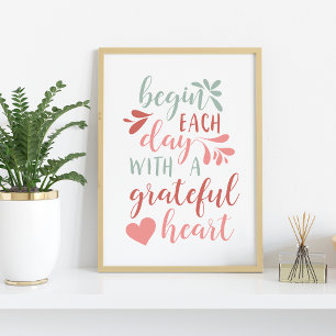Póster Gentil Corazón Cita de tipografía escrita a mano