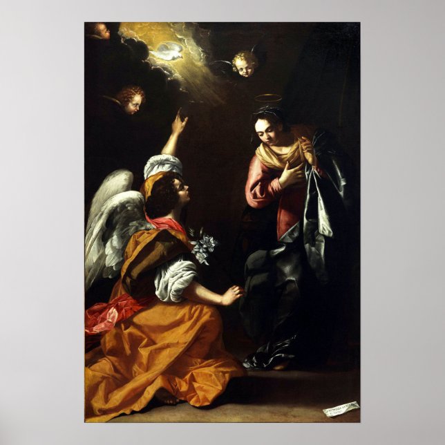 Póster Gentileschi - Anunciación a María (Frente)