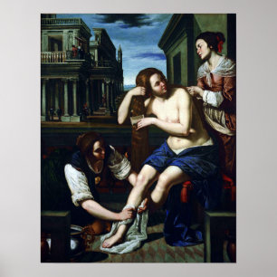 Póster Gentileschi - Betsabé en su baño 1638