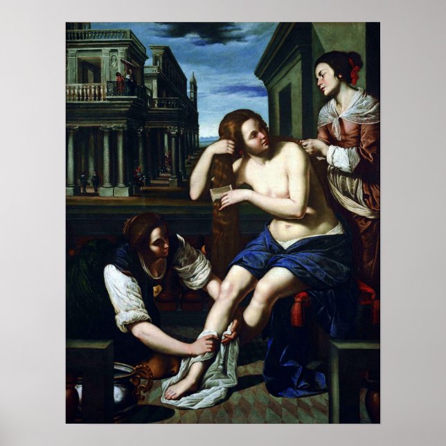 Póster Gentileschi - Betsabé en su baño 1638 (Frente)