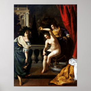 Póster Gentileschi - Betsabé en su baño 1645