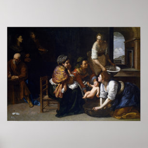 Póster Gentileschi - Nacimiento de San Juan el Bautista