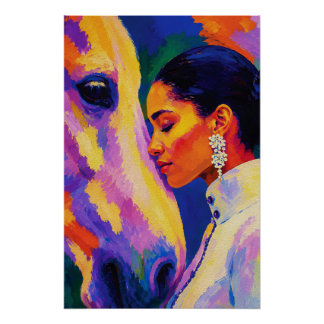 Póster Gentle Bond – Mujer y Caballo Retrato Fauvista