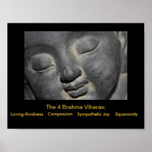 Póster Gentle Buddha Face Stone Sculpture