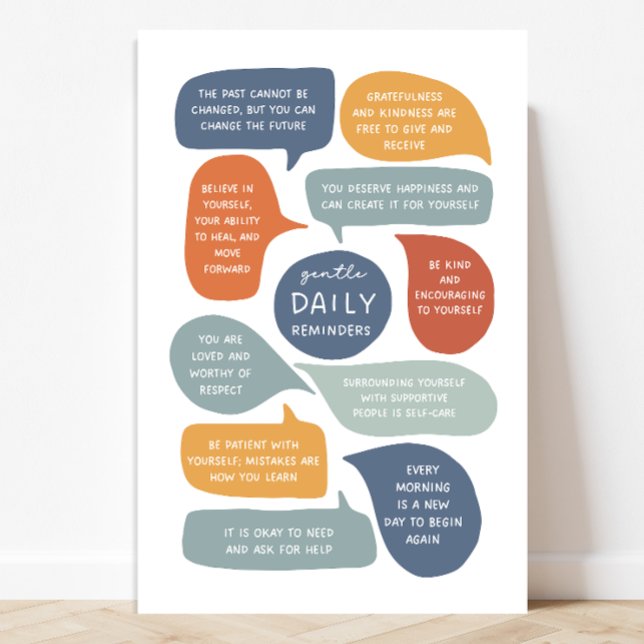 Póster Gentle Daily Recuerda Aprendizaje Social Emocional (Daily reminders are a great way to encourage self-care and mental health, reminders.)