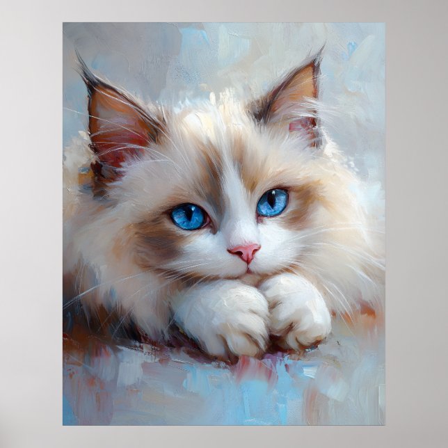 Póster Gentle Ragdoll Cat – Soft Pastel Art Print (Frente)