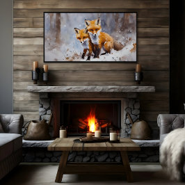 Póster Gentle Winter Foxes Print | Samsung Frame TV Art