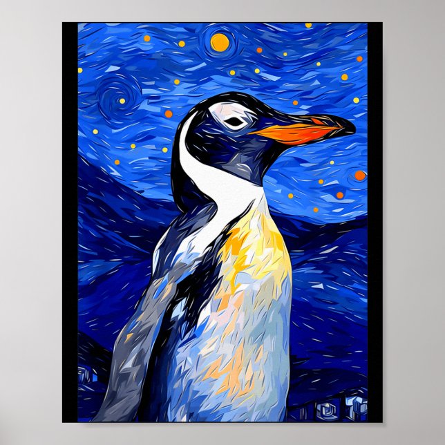 Póster Gentoo Penguin Starry Night Painting Men Women Kid (Frente)