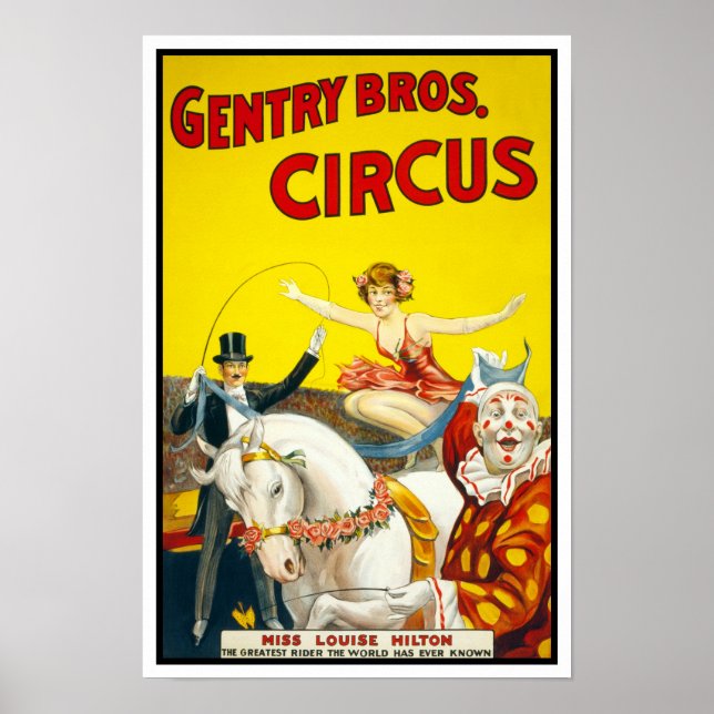 Póster Gentry Bros. Circo, 1920. Publicidad de época (Frente)