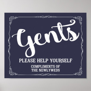 Póster Gents restroom sign - toiletries basket sign