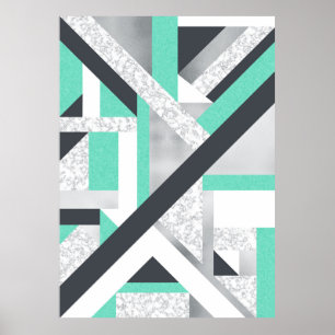 Póster Geo abstracto - mármol y menta