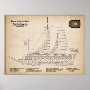 Póster Geobukseon de un barco con tortuga - SD de Bluepri