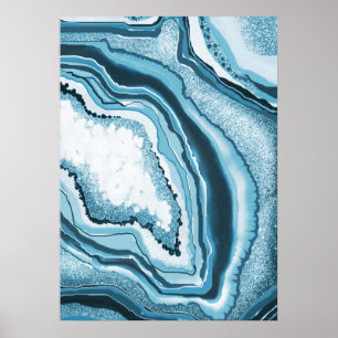 Póster Geode Gemstone del árido azul del abstracto moder