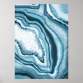 Póster Geode Gemstone del árido azul del abstracto modern