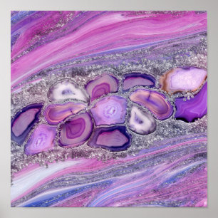 Póster Geodesia de flujo de cristal - Púrpura y violeta