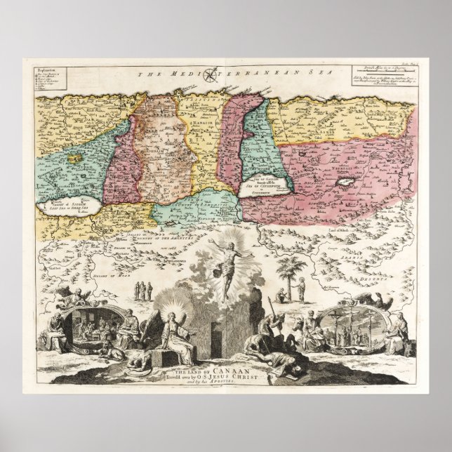 Póster Geografía sagrada, viajes de Jesús (Frente)