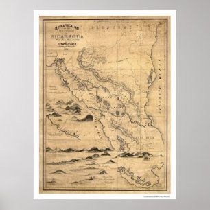 Póster Geographical Nicaragua Map 1855