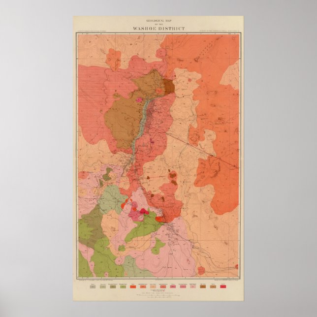 Póster Geological Map of the Washoe District (Frente)