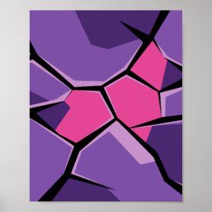 Póster Geometría abstracta fracturada con colores negrita