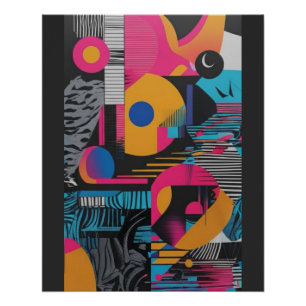 Póster Geometría abstracta vibrante y caótica con diseño