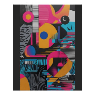 Póster Geometría abstracta vibrante y caótica con diseño
