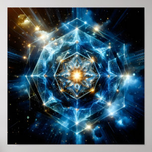 Póster Geometría Cósmica Mandala Estrella Universo Abstra