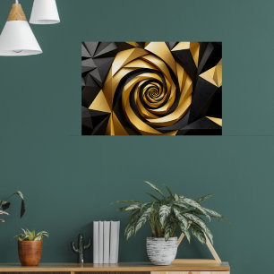 Póster Geometría de espiral dorada