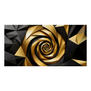 Póster Geometría de espiral dorada