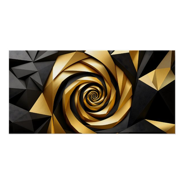 Póster Geometría de espiral dorada (Anverso)
