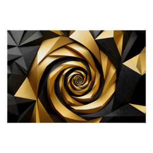Póster Geometría de espiral dorada