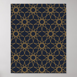 Póster Geometría de estrella de cinco puntas en medianoch