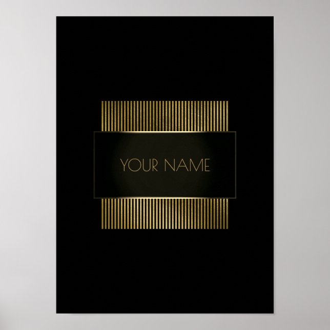 Póster Geometría de nombre mínimo conceptual de oro negro (Frente)