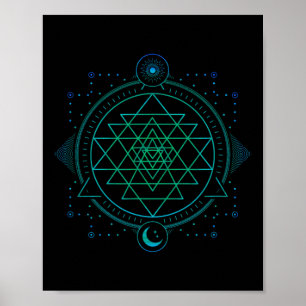 Póster Geometría del Chakra del Sol y la Luna Sri Yantra