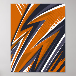Póster Geometría dinámica en Naranja, negro, gris y blanc