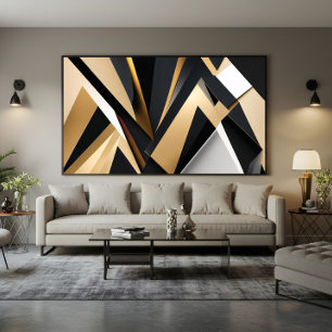 Póster Geometría Dorada de Lujo