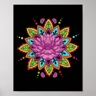 Póster Geometría Fractal de Flor de Pilates Flor de Yoga