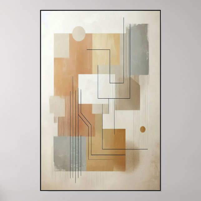 Póster Geometría fracturada de tonos de tierra (Frente)