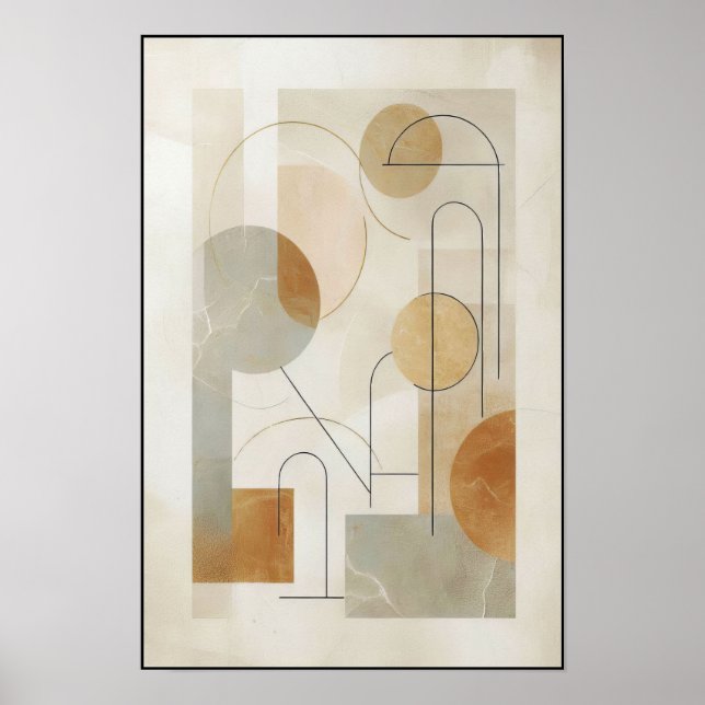 Póster Geometría fracturada de tonos de tierra (Frente)