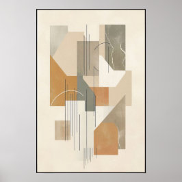 Póster Geometría fracturada de tonos de tierra
