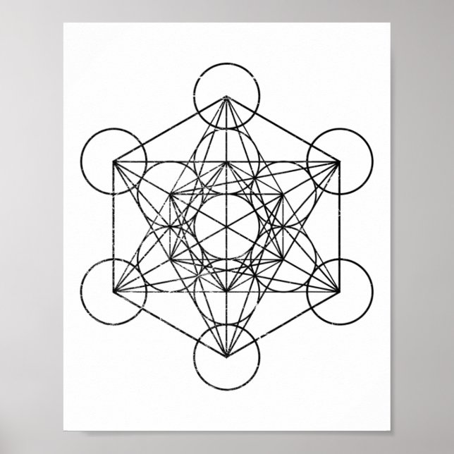 Póster Geometría Sagrada Cubo de Metatrón Psicodélico Vin (Frente)