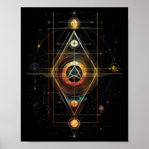 Póster Geometría Sagrada Cubo de Metatrón Yoga Espiritual