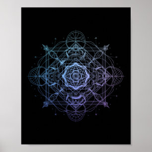 Póster Geometría Sagrada Cubo de Metatrón Yoga Espiritual